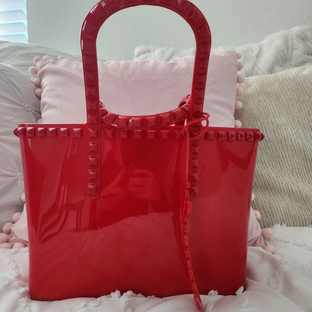Red Studded Tote Bag - Stylish Women's Tote